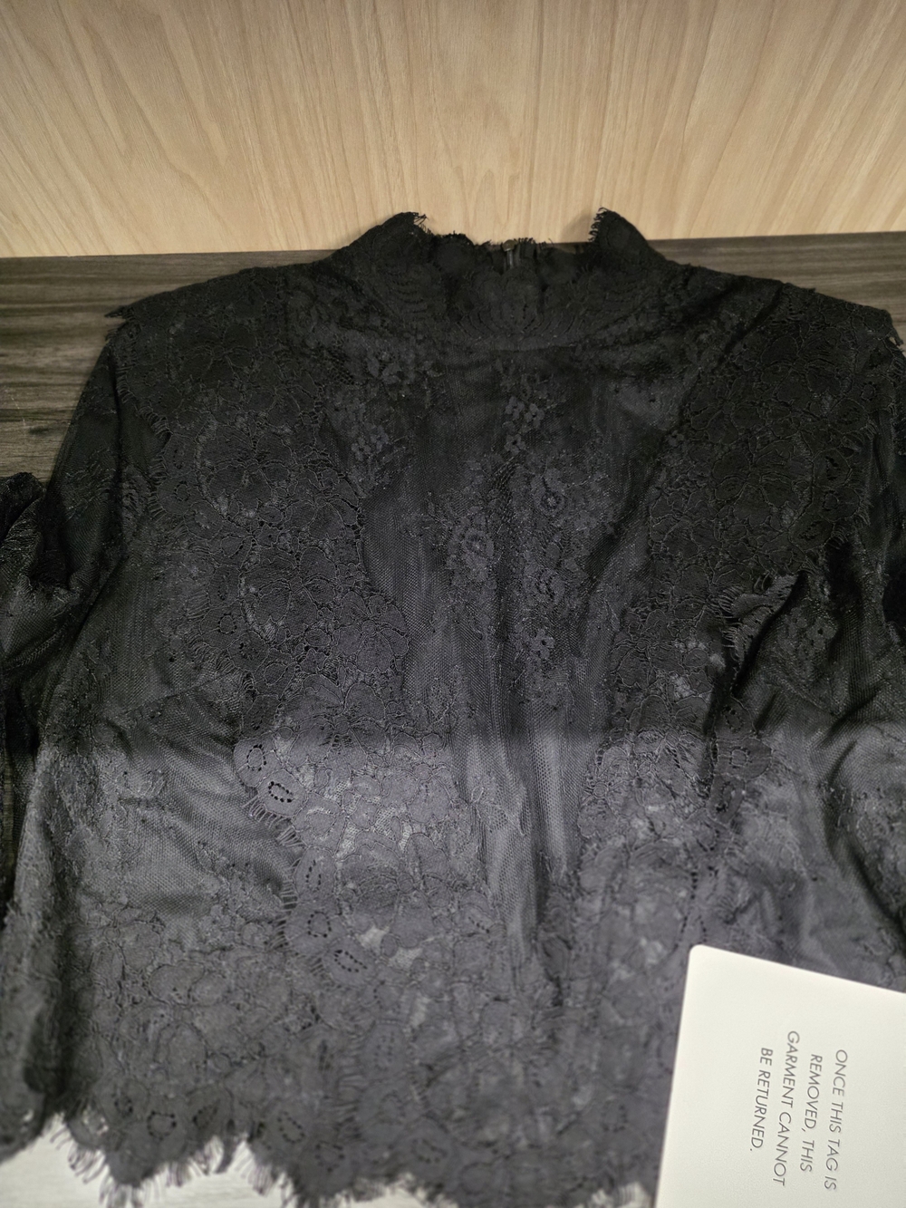 Black Lace Mock-Neck Women’s Sweater